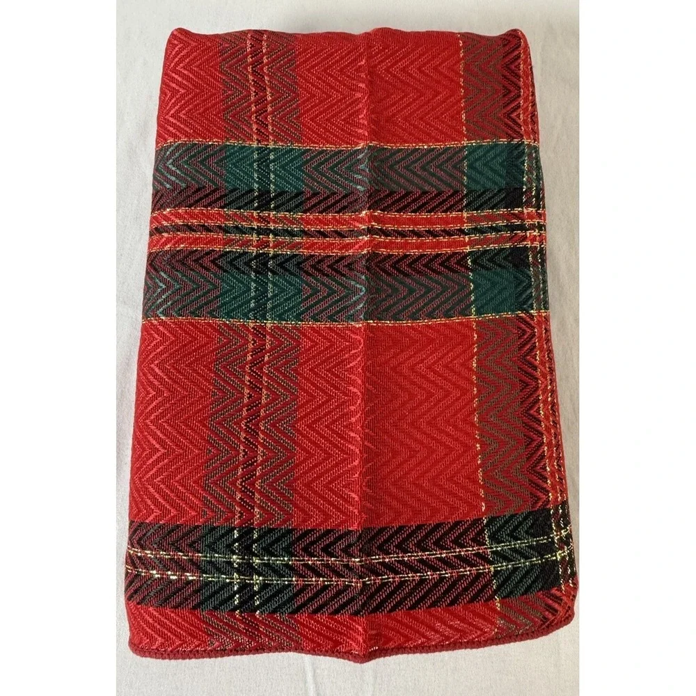 Christmas Royale Vintage Napkins Holiday 6pc Red Gold Metallic Herringbone 85-19